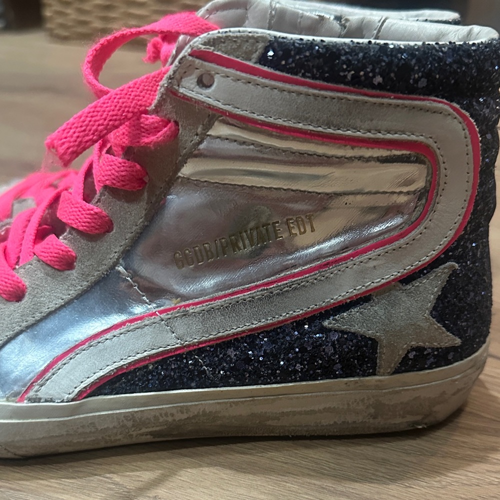 Golden Goose limited SLIDE Gray and Pink High-Top Sneakers 50/280 - Picture 11 of 14